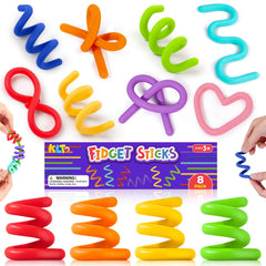 KLT Sensory Toys Fidget Sticks 8-pack in vivid colors for calm, focused play.