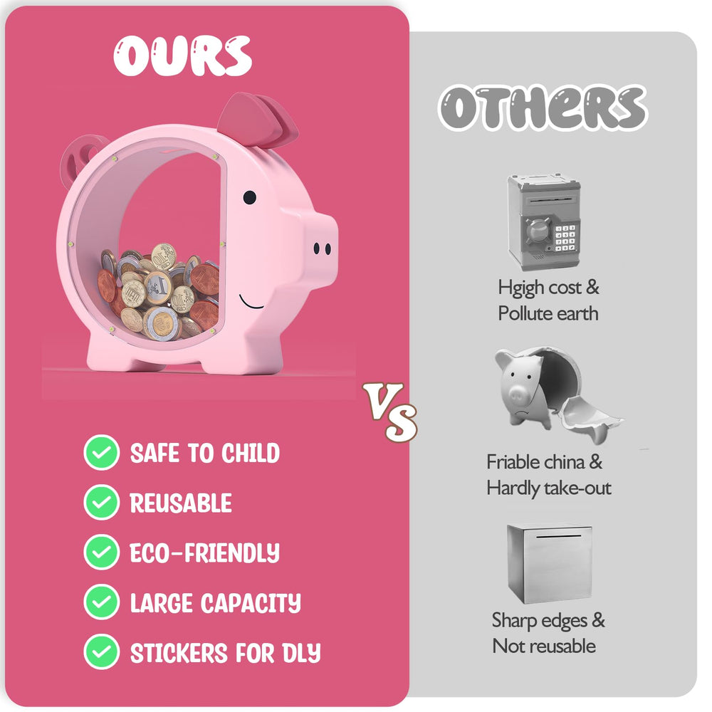 KMC wooden piggy bank pink desk decor suitable as a gift