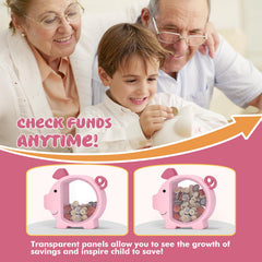 KMC personalized piggy bank pink side view with engraving option