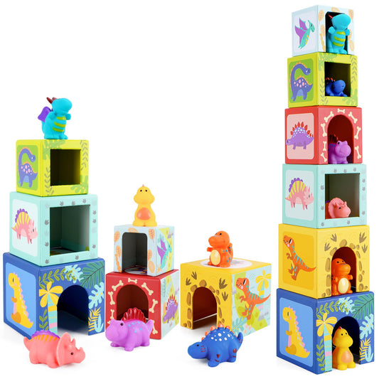 KMTJT Dinosaur blocks nesting tower promotes fine motor skills through stacking