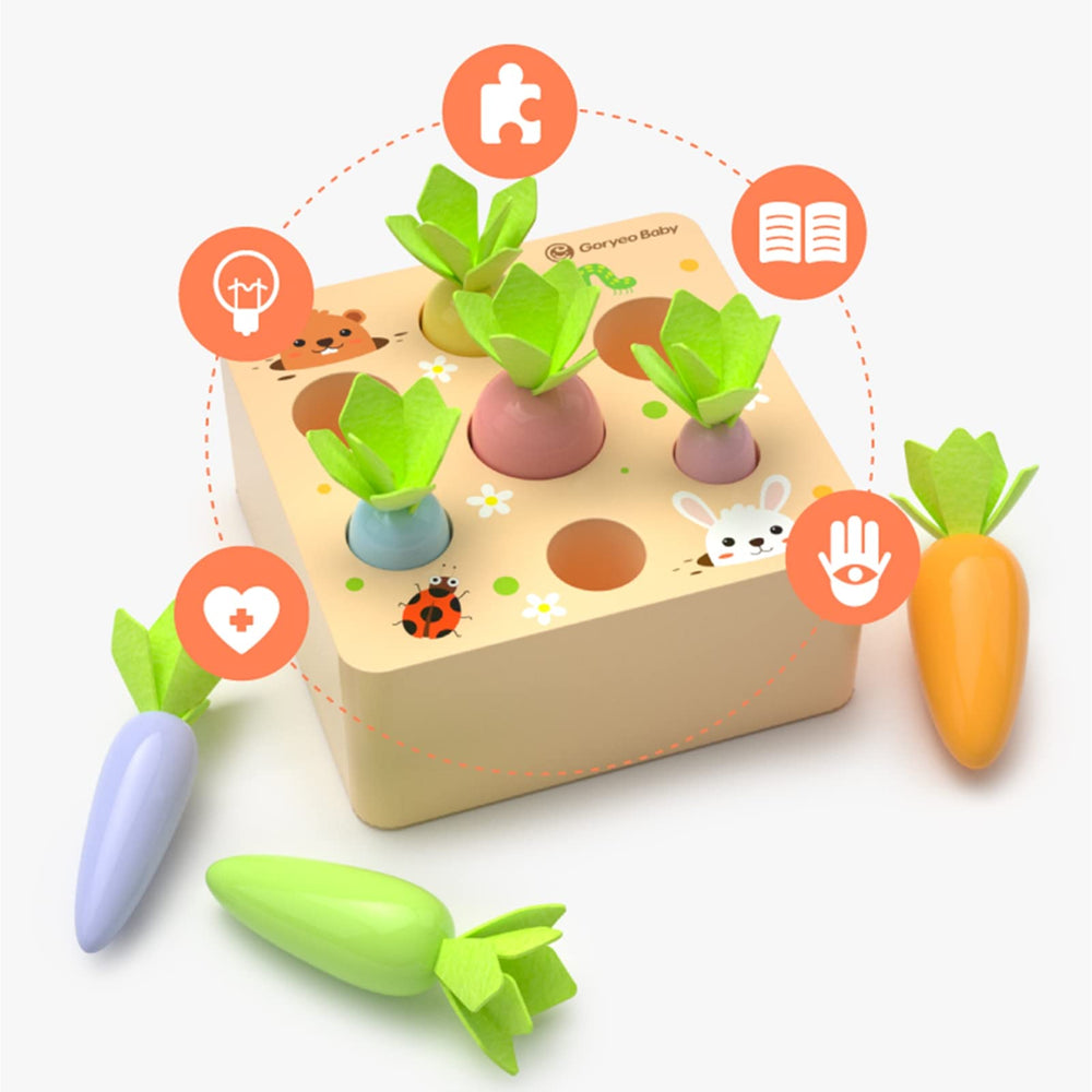 KMTJT carrots with felt leaves add tactile detail for garden-themed pretend play.