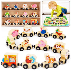 KMTJT Montessori wooden train locomotive for toddler play and exploration.