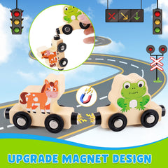 KMTJT smooth-edged wooden train design for safe handling by little hands.