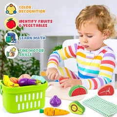 KMTJT toy shopping basket helps organize and transport play food.