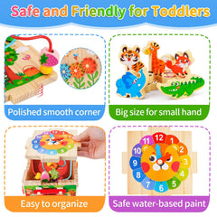 KMTJT wooden activity cube spinning gears invites problem solving and cause-and-effect play.