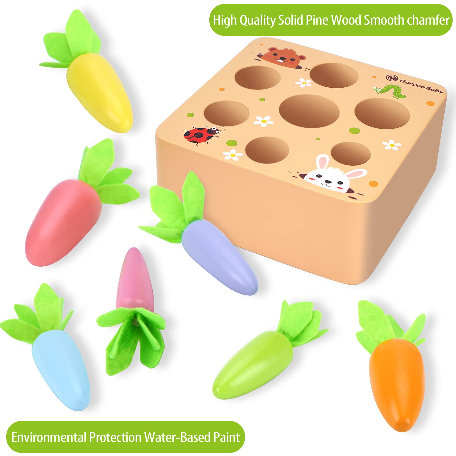 KMTJT wooden STEM toy for toddlers, featuring pine wood and smooth finish for safe exploration.