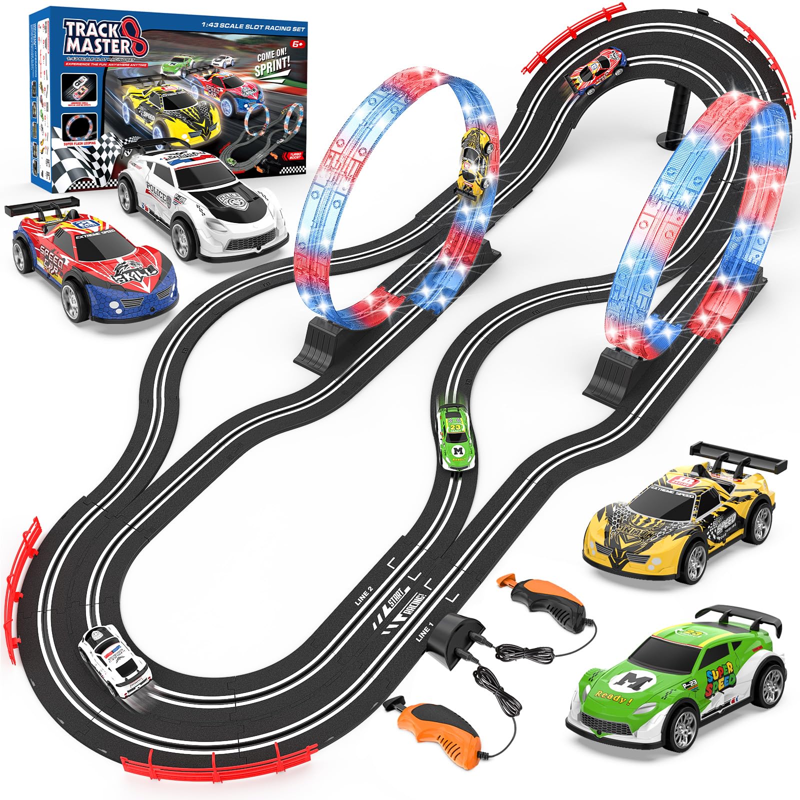Kmuxilal slot car track set showing easy assembly for kids