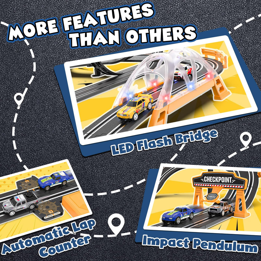 Kmuxilal slot track four-car set for competitive play