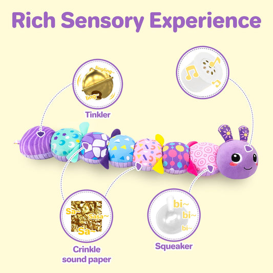 KMUYSL plush toy animal with built-in rattle for engaging sounds during tummy time.
