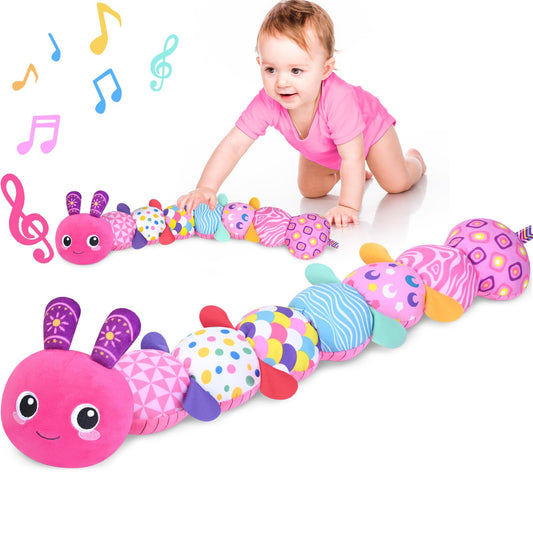 KMUYSL sensory animal plush with crinkle keeps baby engaged during play