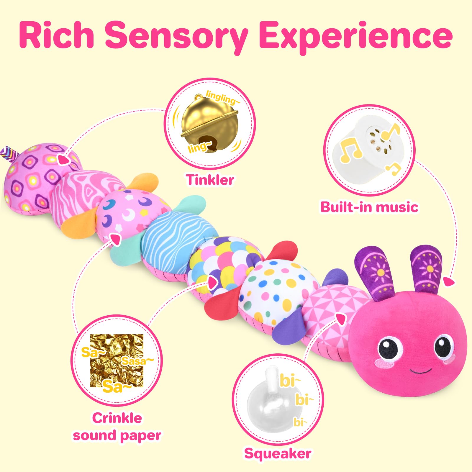KMUYSL sensory animal plush with rattle invites joyful discovery