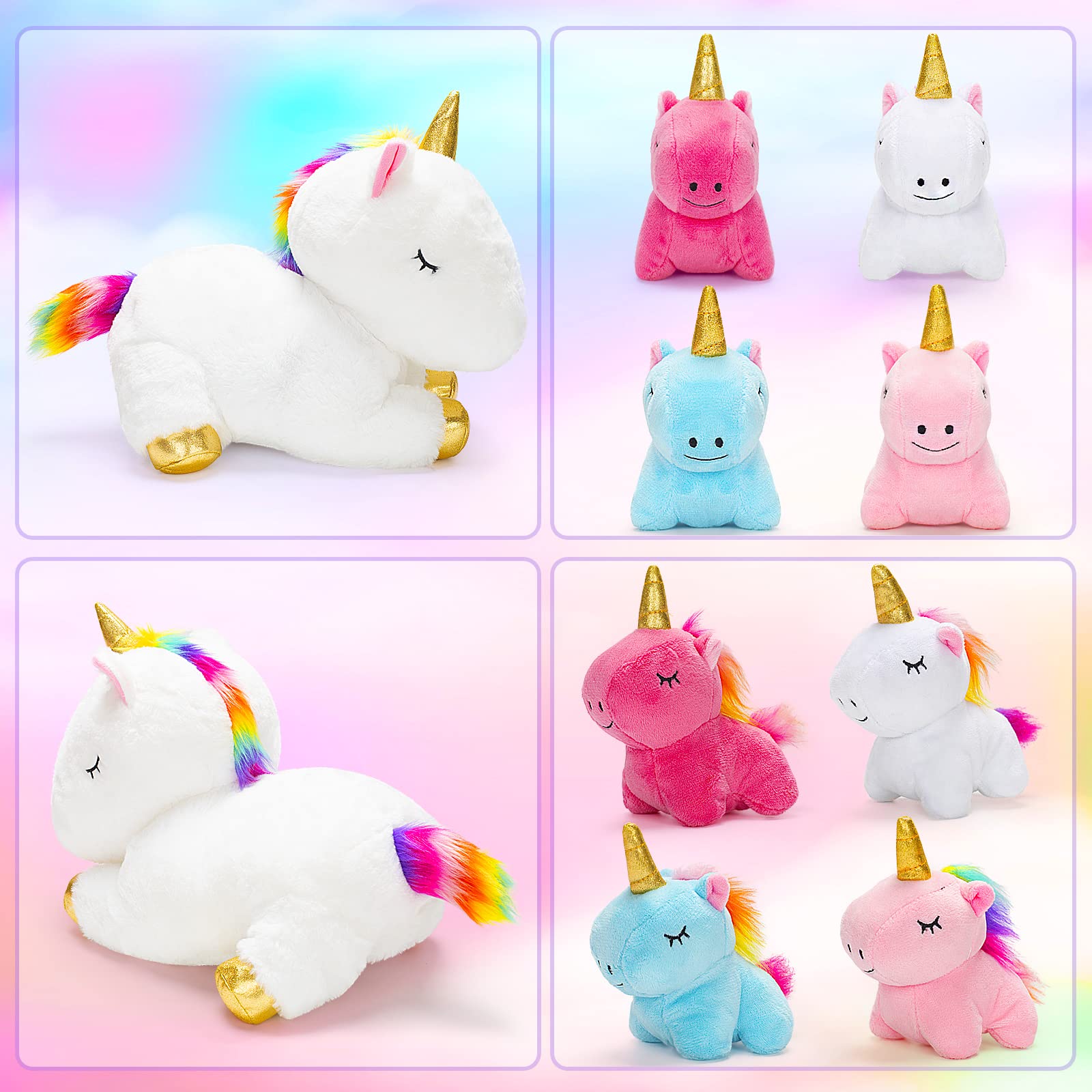 KMUYSL Golden horns and iridescent manes add magical appeal for pretend play.
