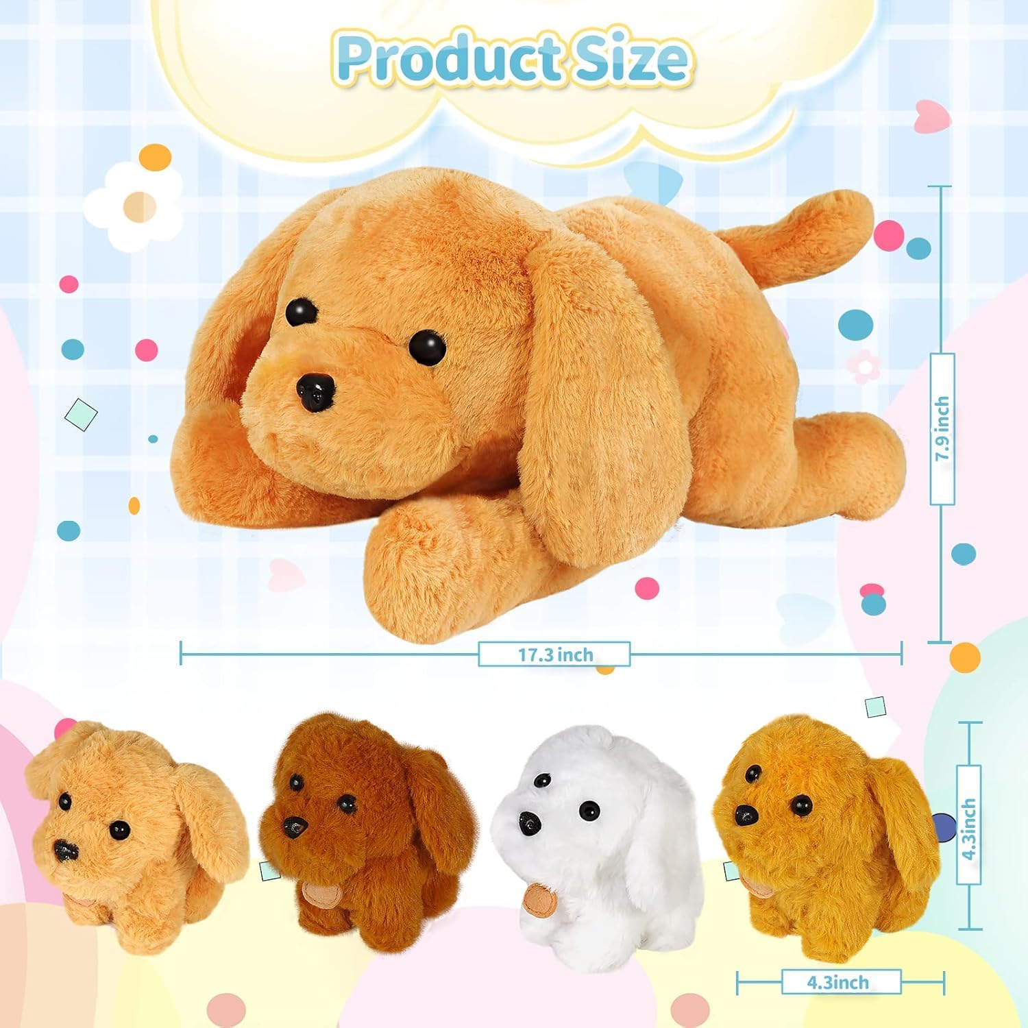 KMUYSL Colorful baby puppies in varied colors for role-playing scenarios.