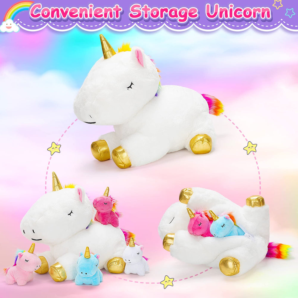 KMUYSL Inside view highlights the four baby unicorns tucked inside the mommy figure.