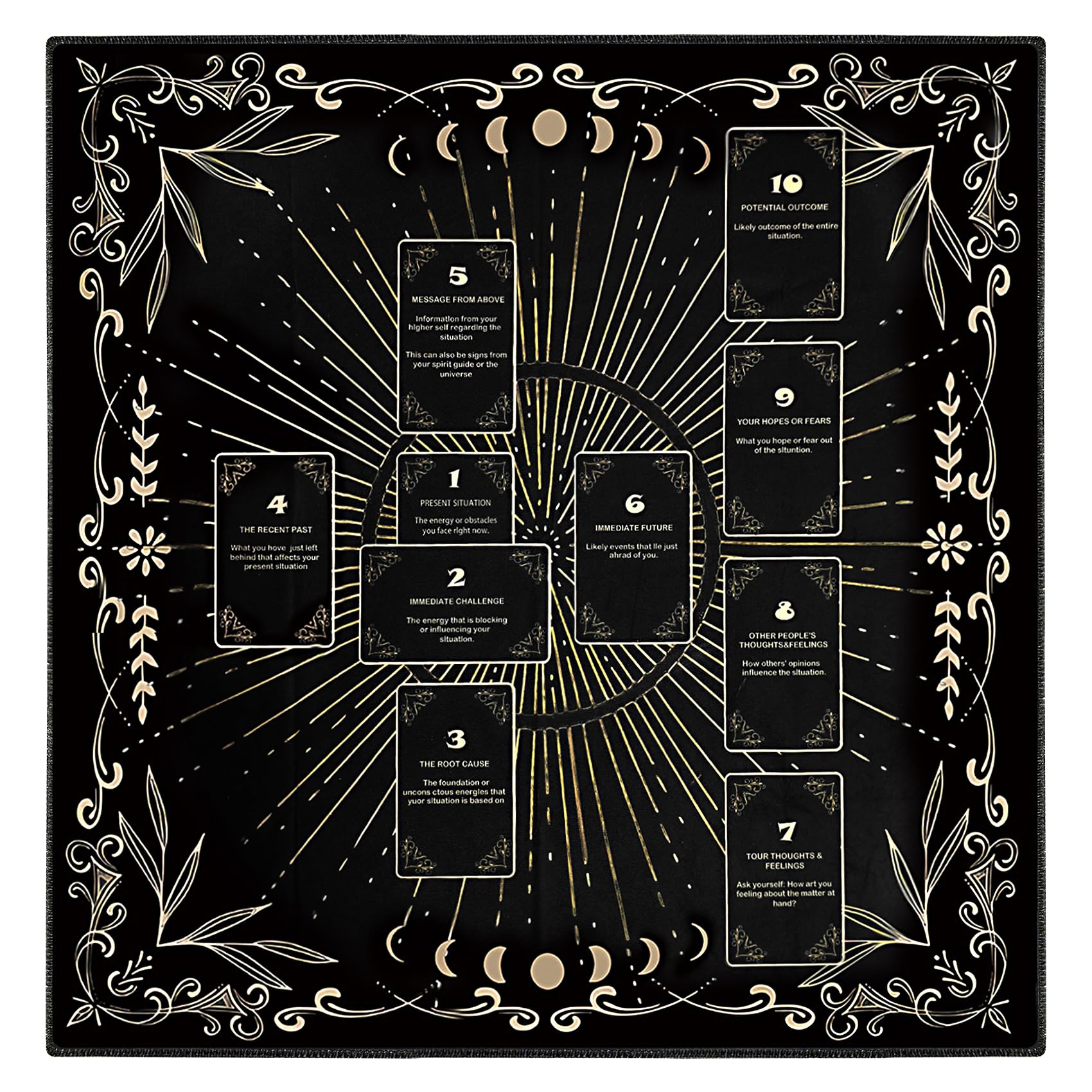 Knana altar cloth featuring moon engraving enhances focused divination ambiance.