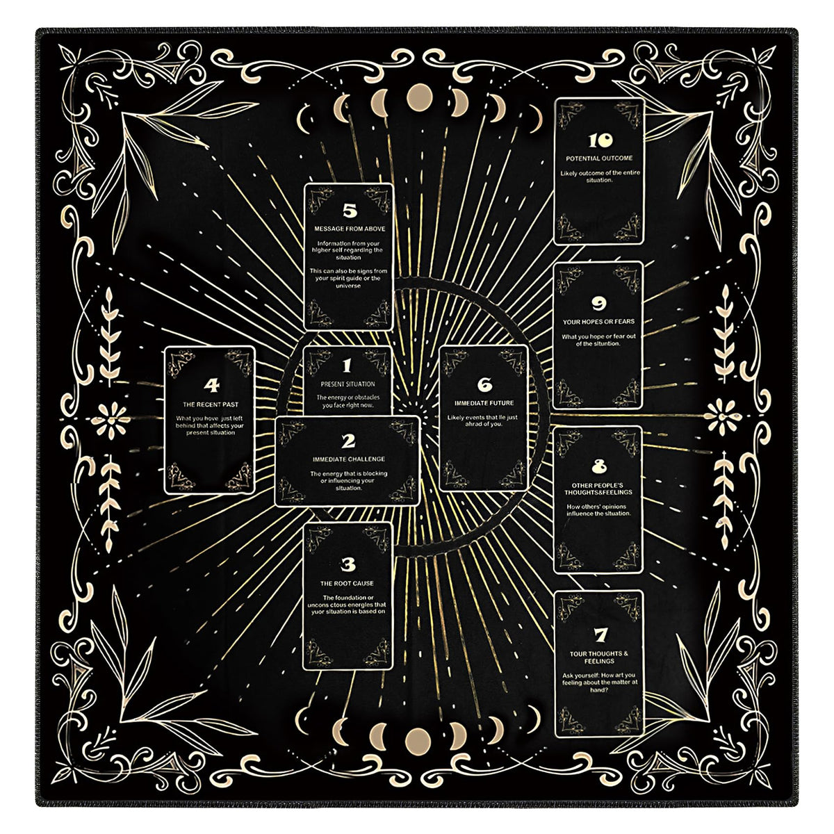 Knana altar cloth featuring moon engraving enhances focused divination ambiance.
