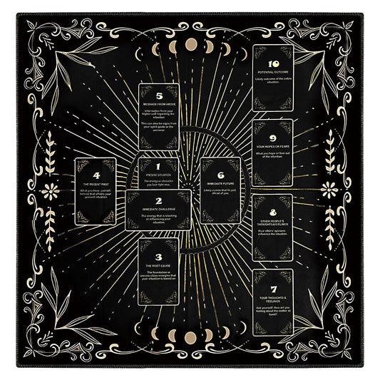 Knana altar cloth featuring moon engraving enhances focused divination ambiance.