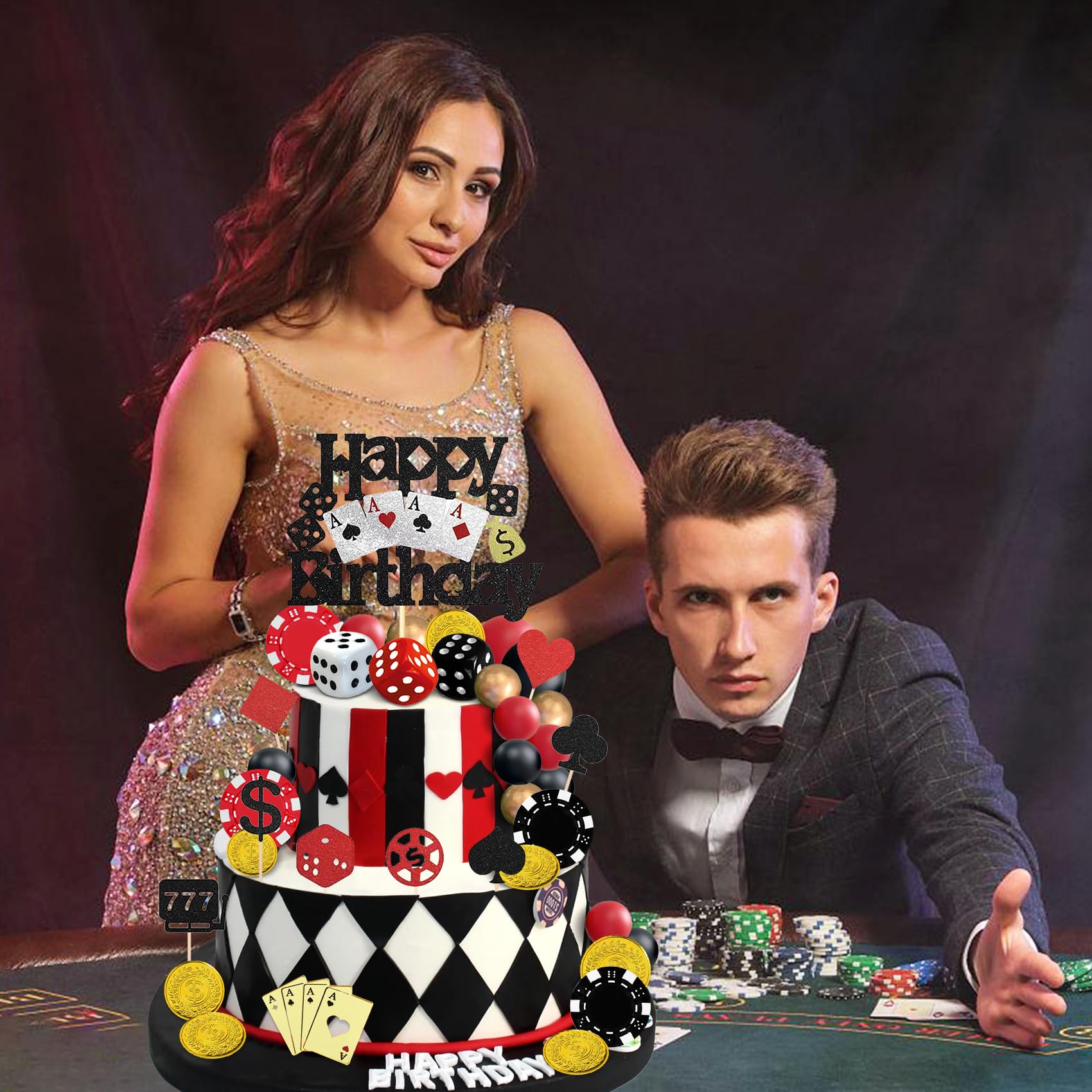 Knana casino cupcake toppers create eye-catching sweets for any Las Vegas theme.