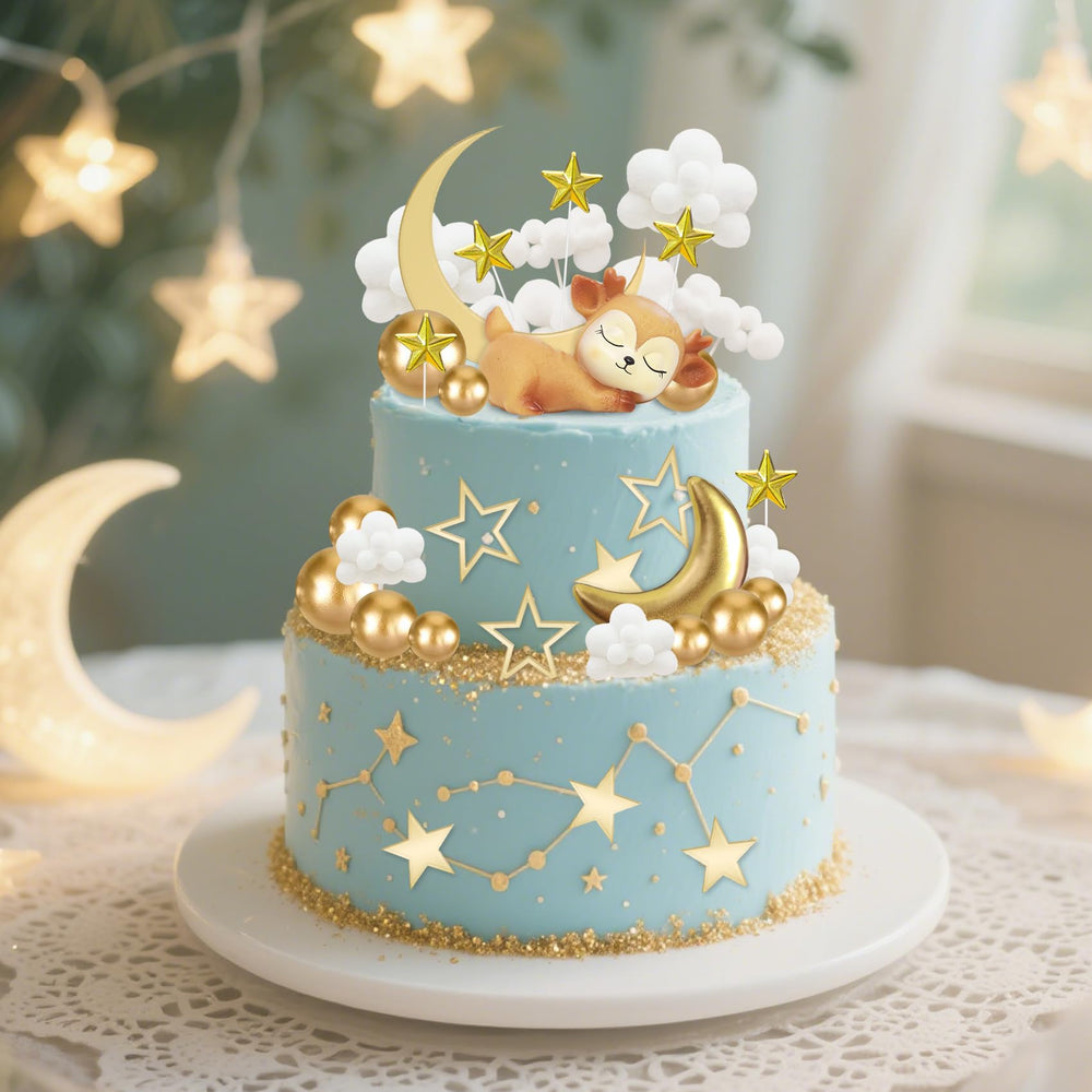 Knana deer cake topper adds cozy woodland vibe to cake
