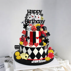 Knana poker chips cake topper enhances desserts with a bold gaming motif.