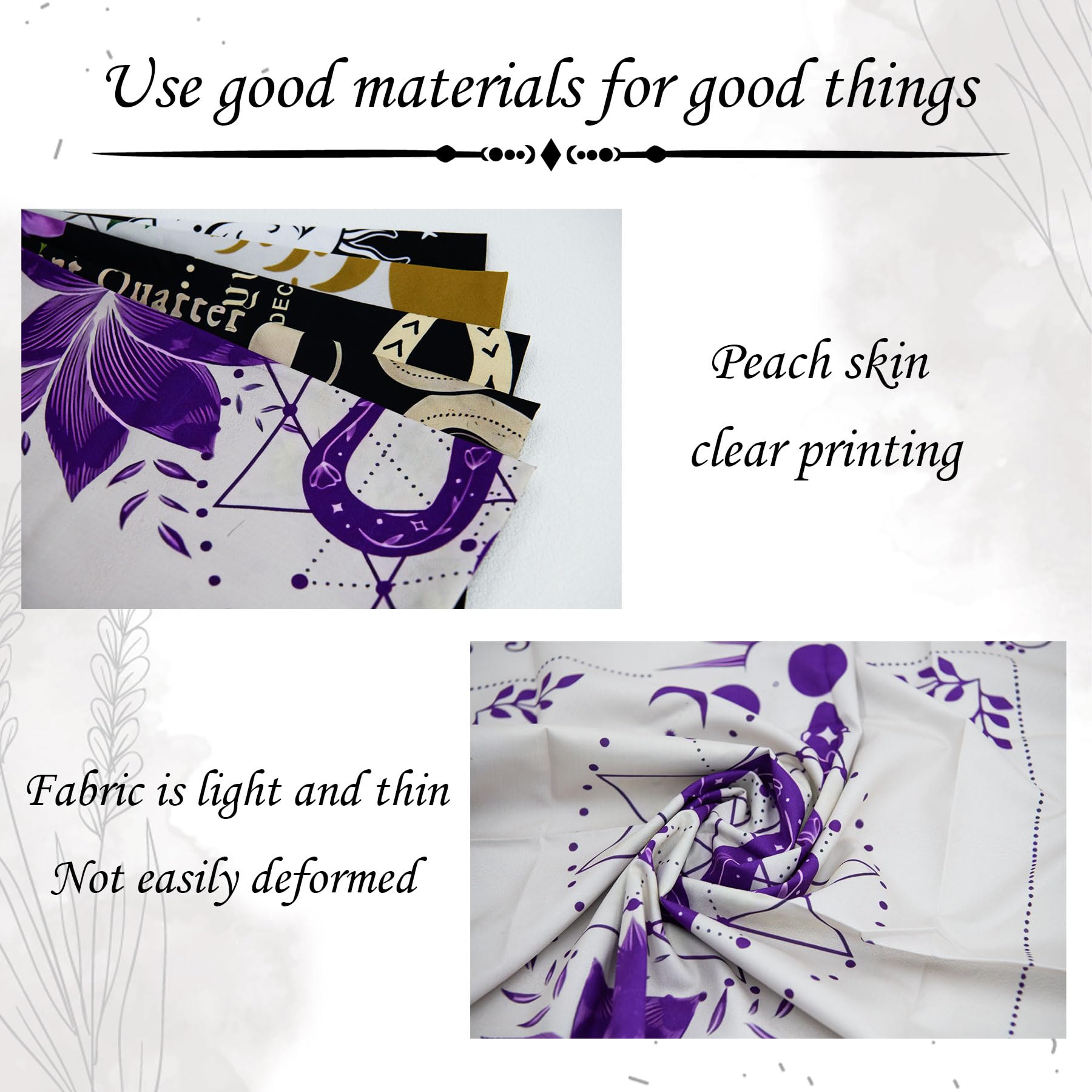 Elegant Knana tarot cloth pattern creates a dramatic reading backdrop.