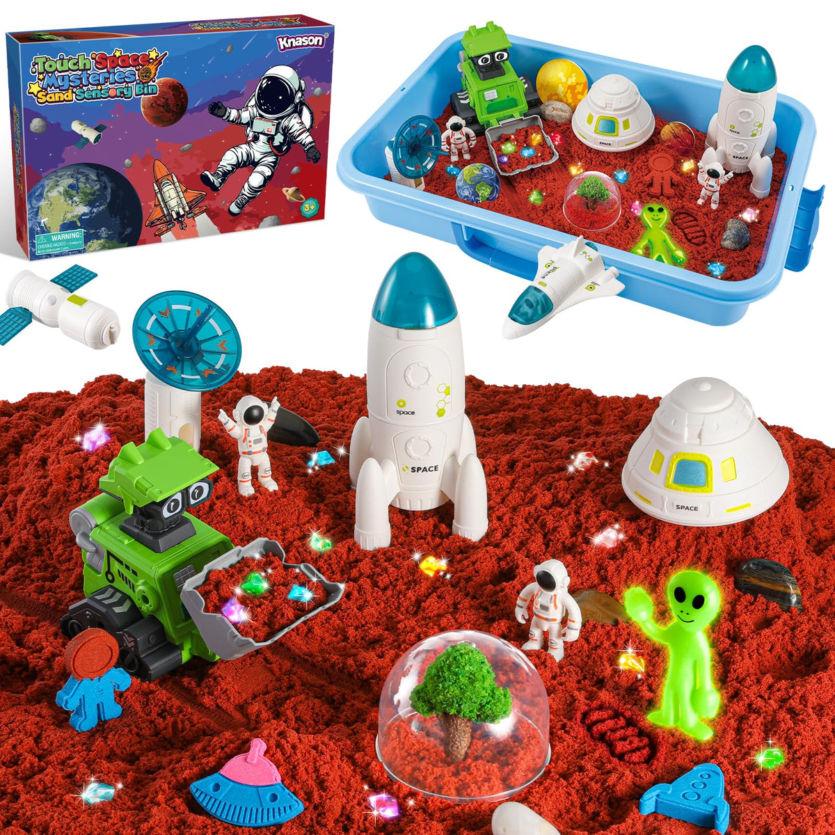 KNASON Outer Space Sensory Bin kit, wide view for immersive space-themed play