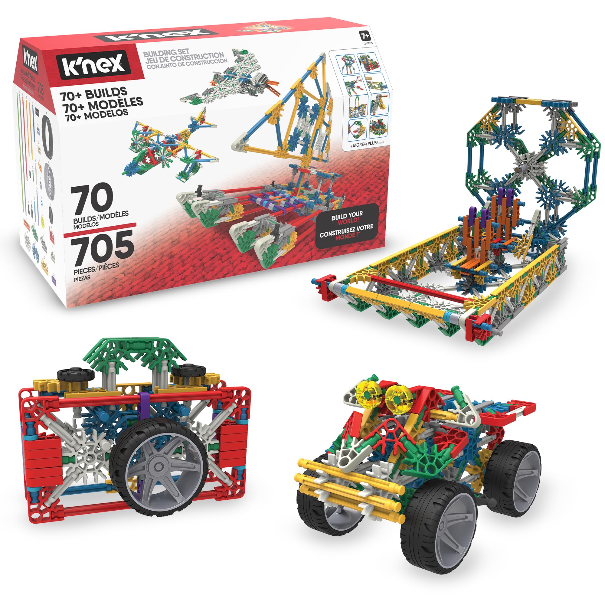 K'NEX 70 Model Building Set with 705 classic parts for imaginative construction.