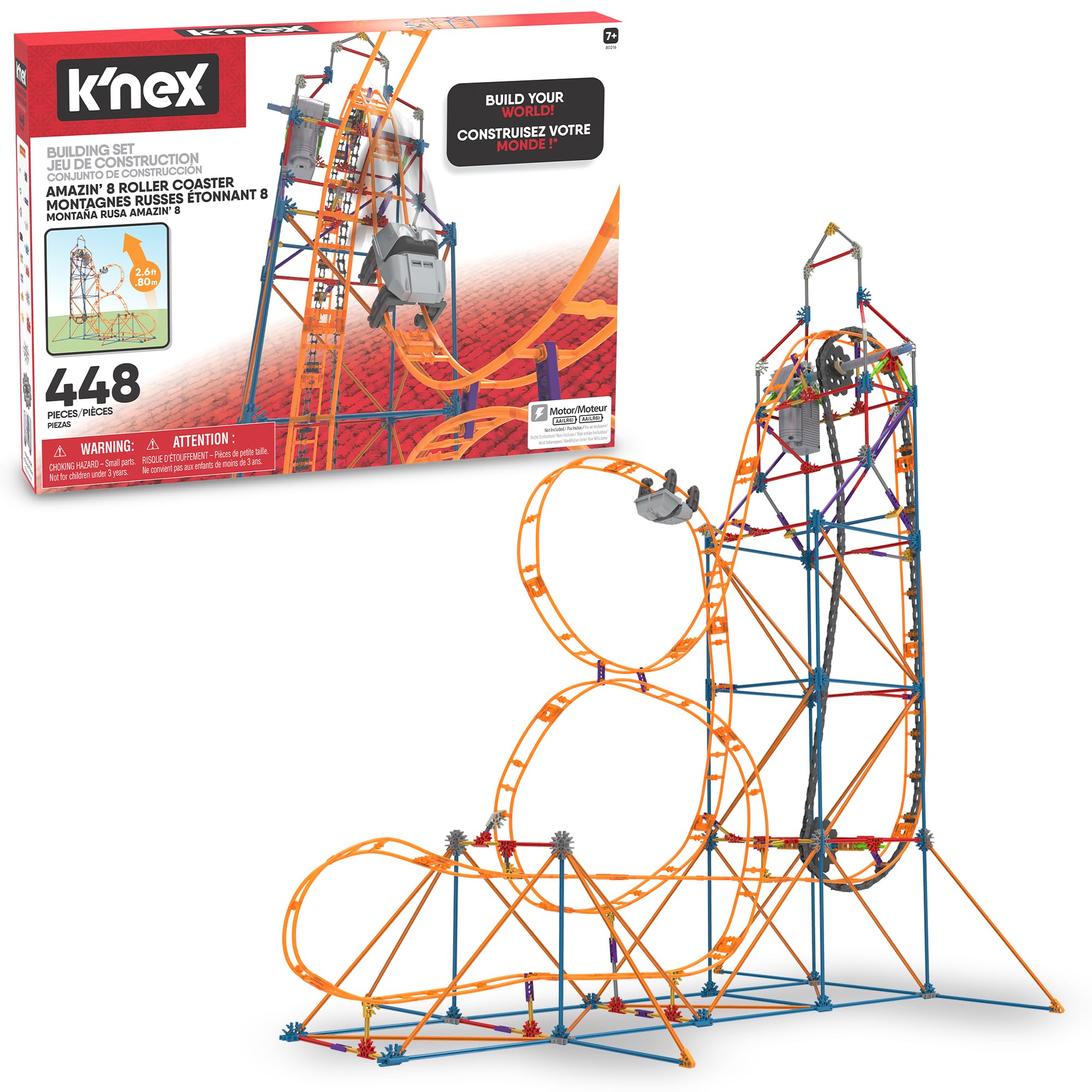 K'NEX Amazin' 8 Coaster overview showing the space-themed build and kit components