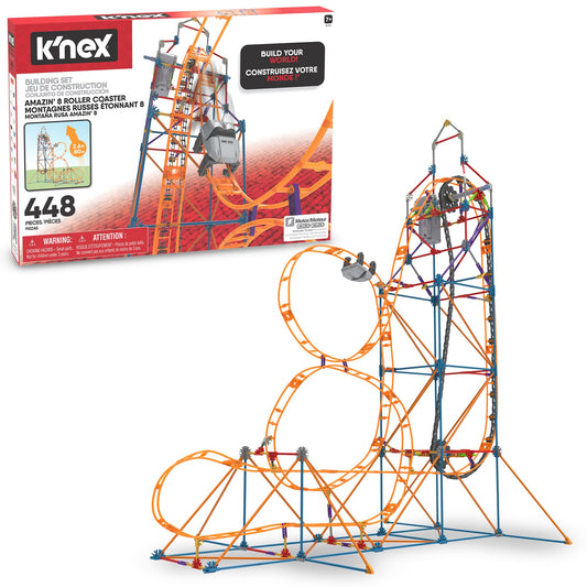 K'NEX Amazin' 8 Coaster overview showing the space-themed build and kit components