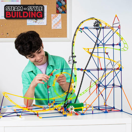 K'NEX Education battery-powered motor powers action for dynamic experiments.