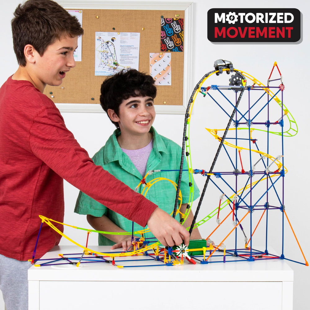 K'NEX Education roller coaster half-pipe model for varied track ideas.