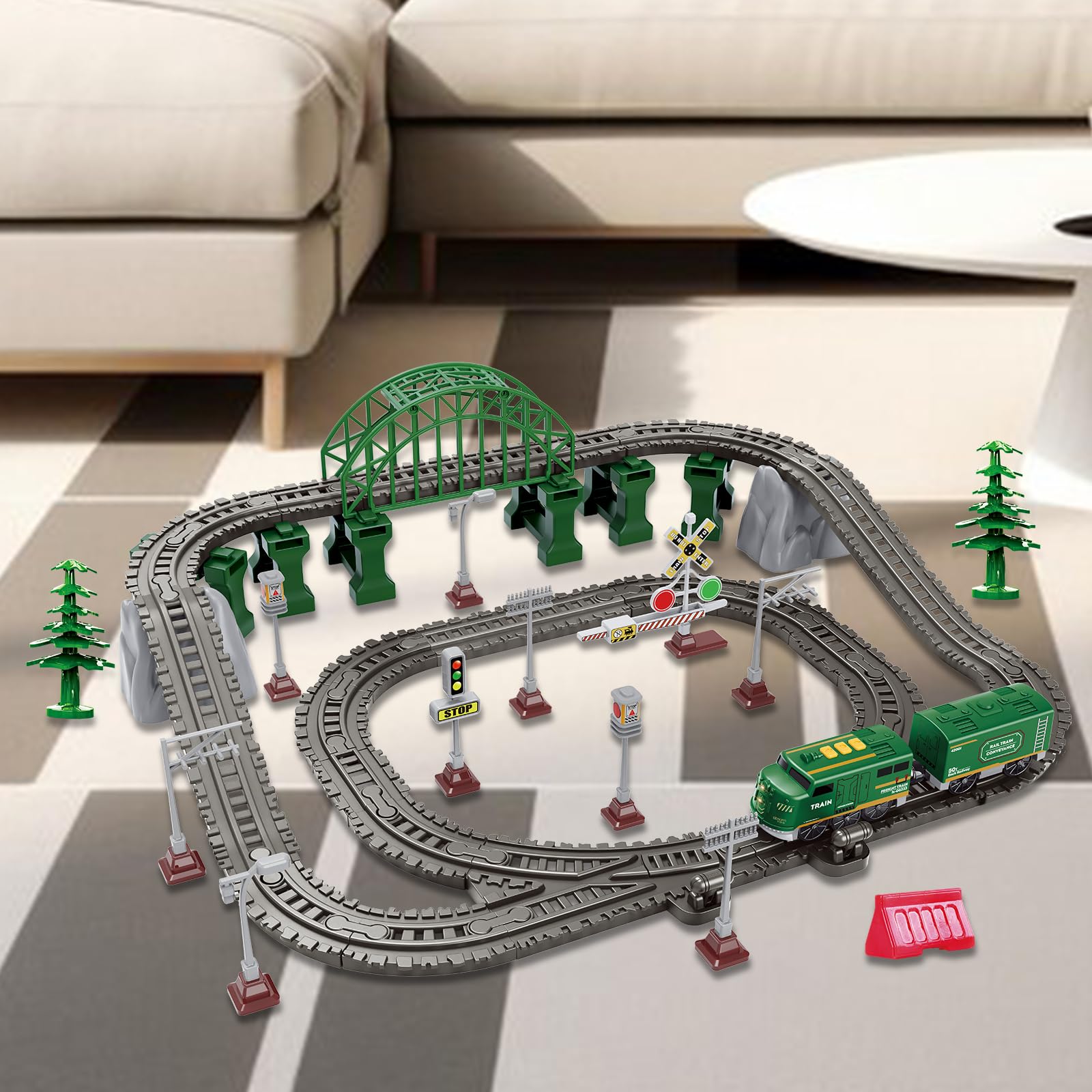 Knnidin 88-piece magnetic couplings enable easy car connections during play.