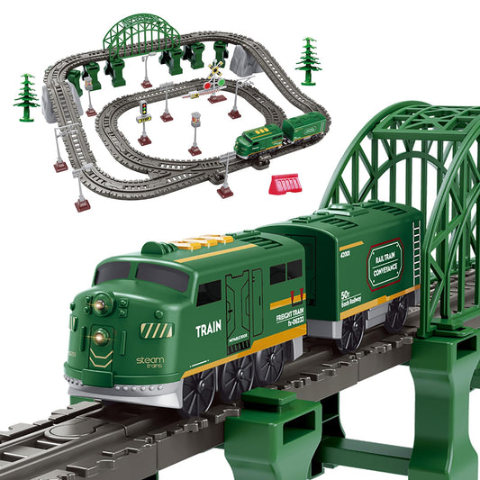 Knnidin 88-piece train locomotive on rails for imaginative play and durable fun.