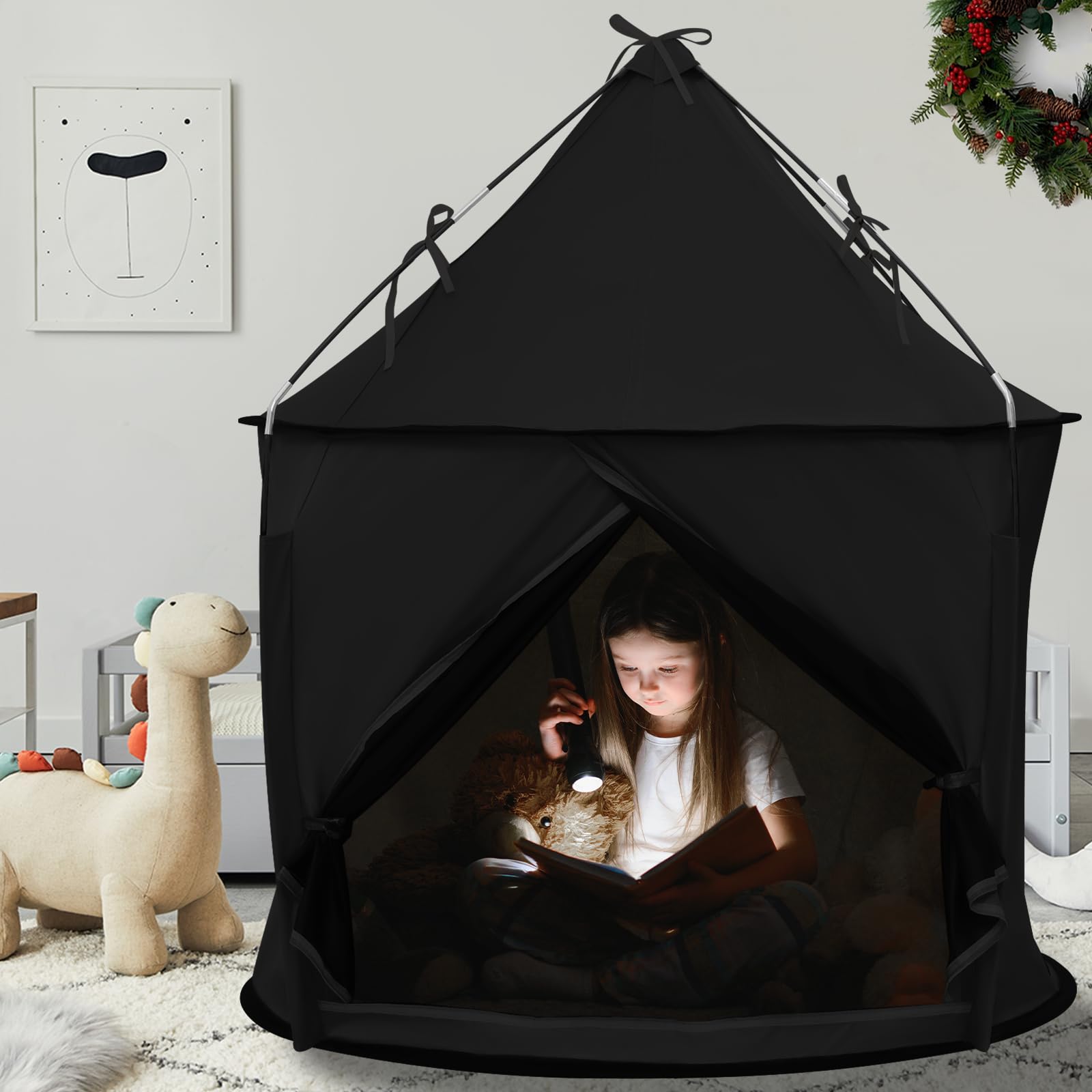 KNOCLOC sensory tent front view shows calming blackout design for focused play