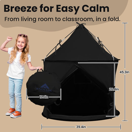 KNOCLOC sensory tent side vent illustrates breathable airflow for comfort