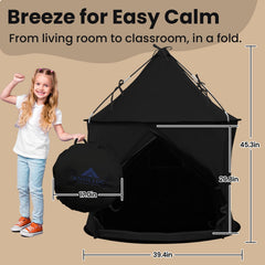 KNOCLOC sensory tent side vent illustrates breathable airflow for comfort