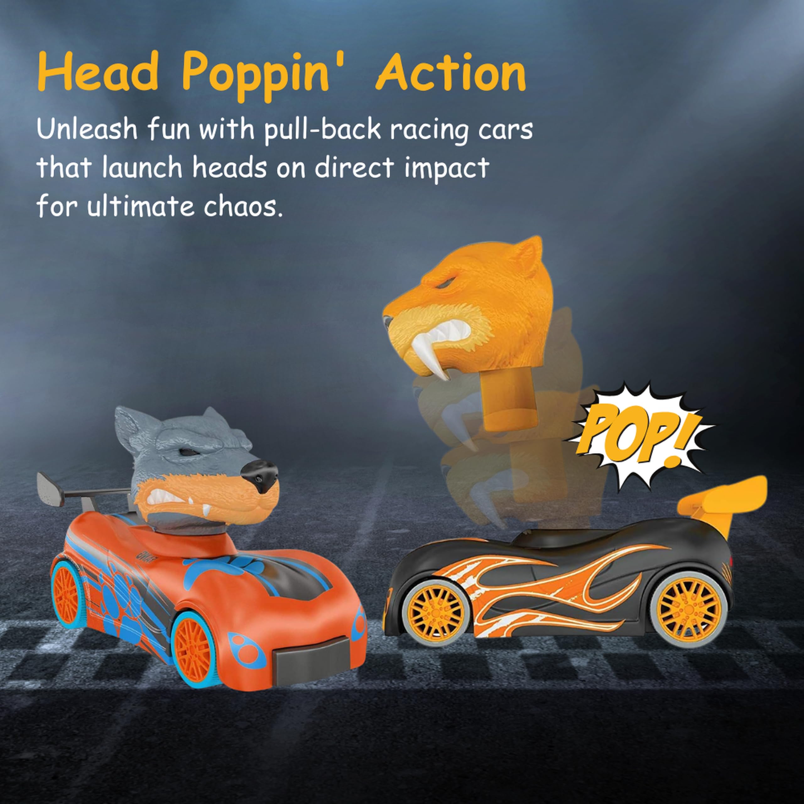 Knuckle Headz head pop action close-up hints instant action during play.