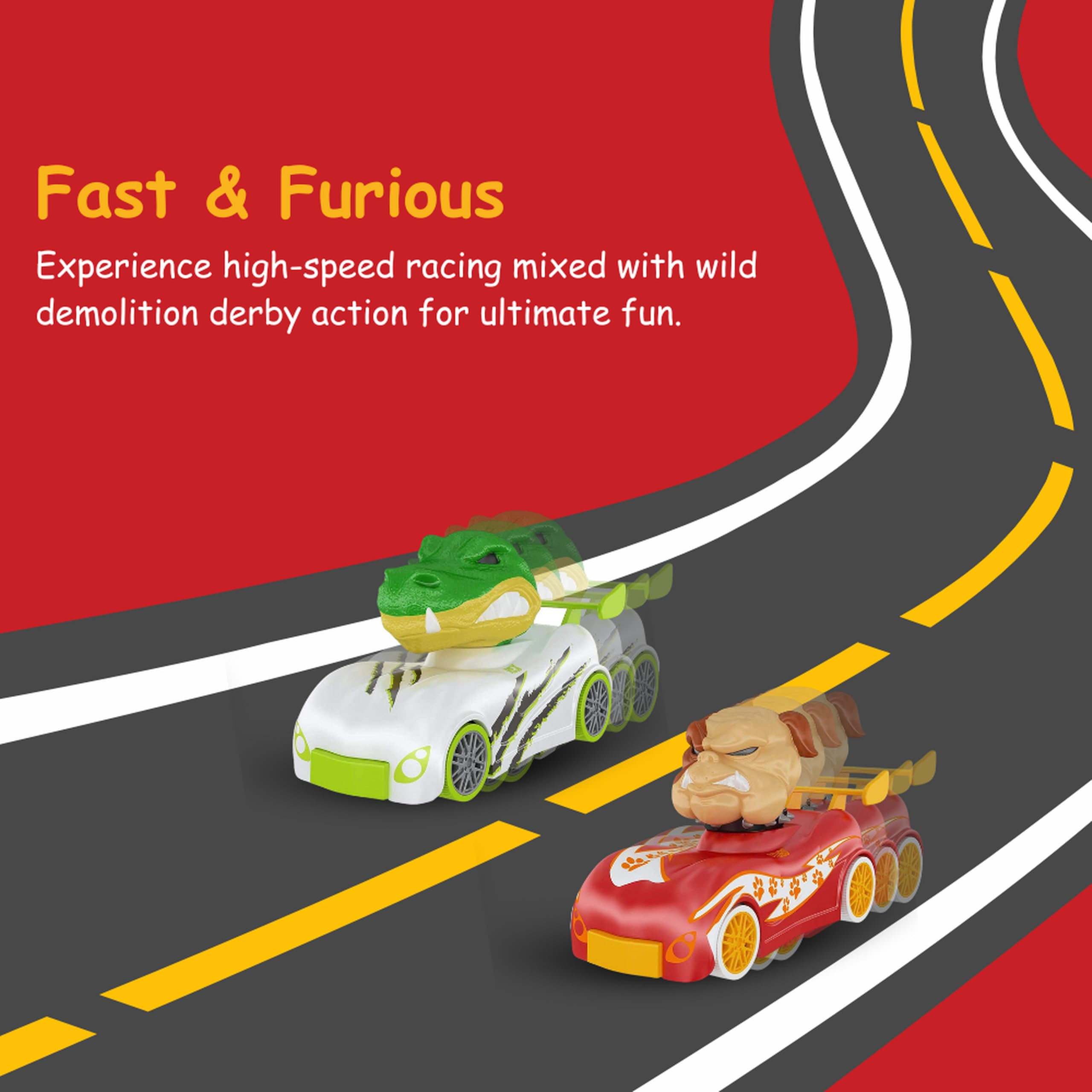 Knuckle Headz Pop-Up Racer packaging illustrates gift-ready two-pack.