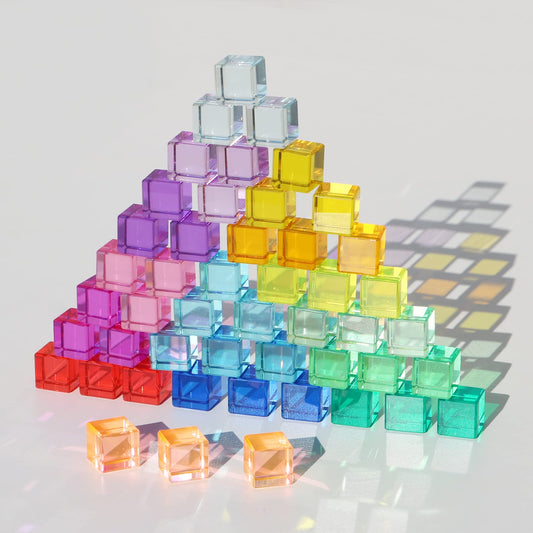 KOAICS Rainbow Crystal Cubes collection for color learning and stacking.