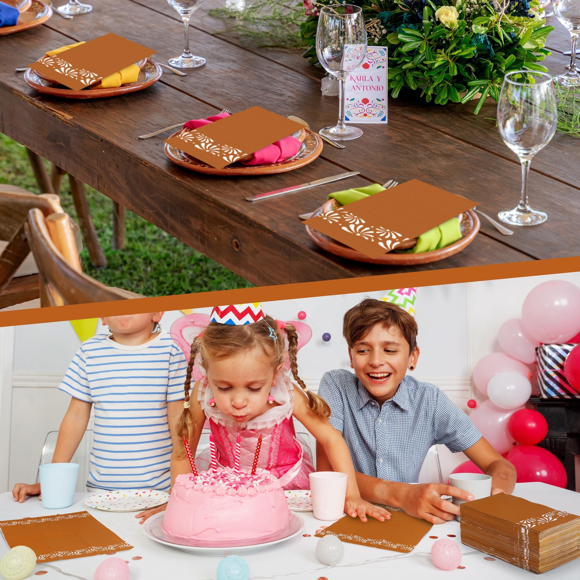 Kochorie Cielito Lindo disposable napkins simplify cleanup after weddings or birthdays.