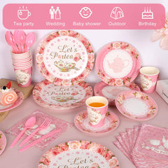 Kochorie pink disposable napkins to complement the table setting.