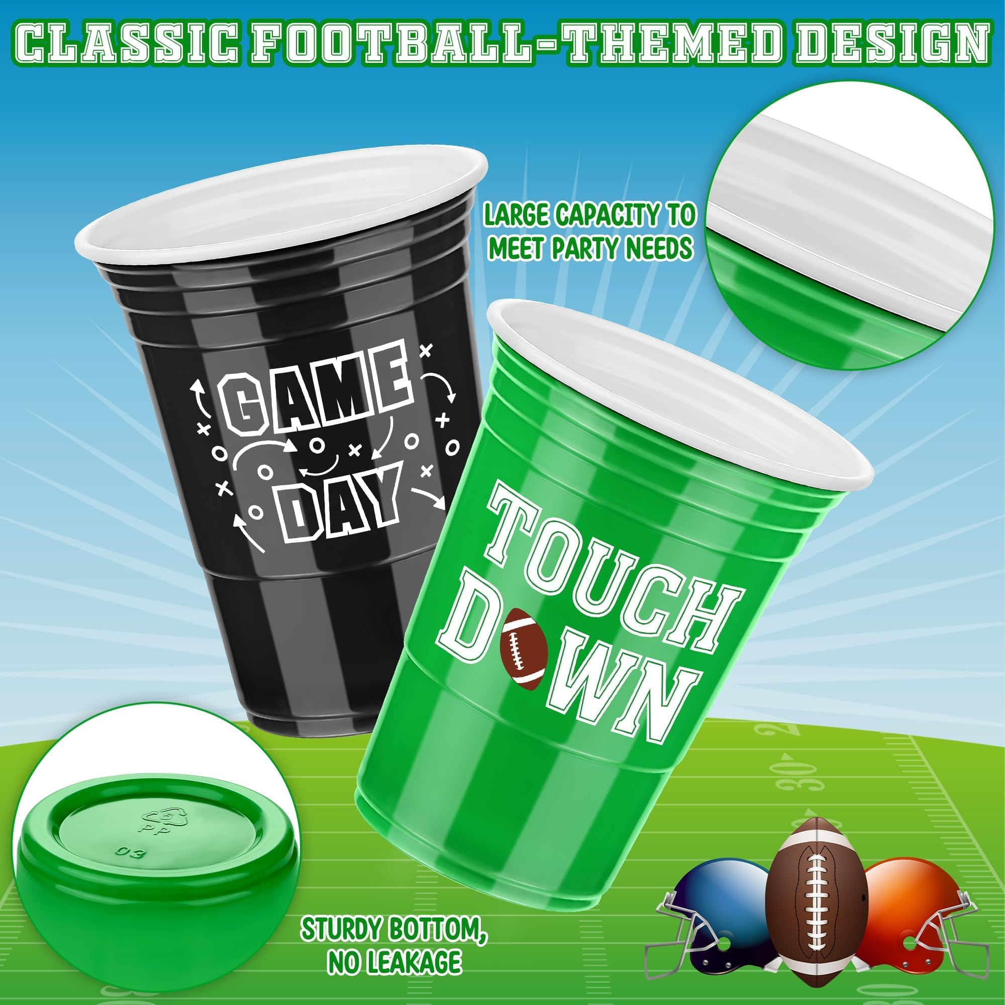 Kochorie party cups featuring football illustrations for game day gatherings.