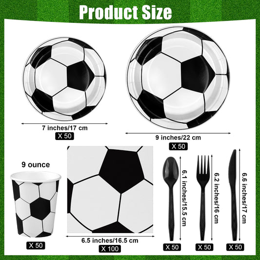 Kochorie soccer dinnerware plates 9-inch for ample game-day portions.