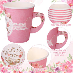 Kochorie teacups with handles provide comfortable grip for hot or cold drinks.