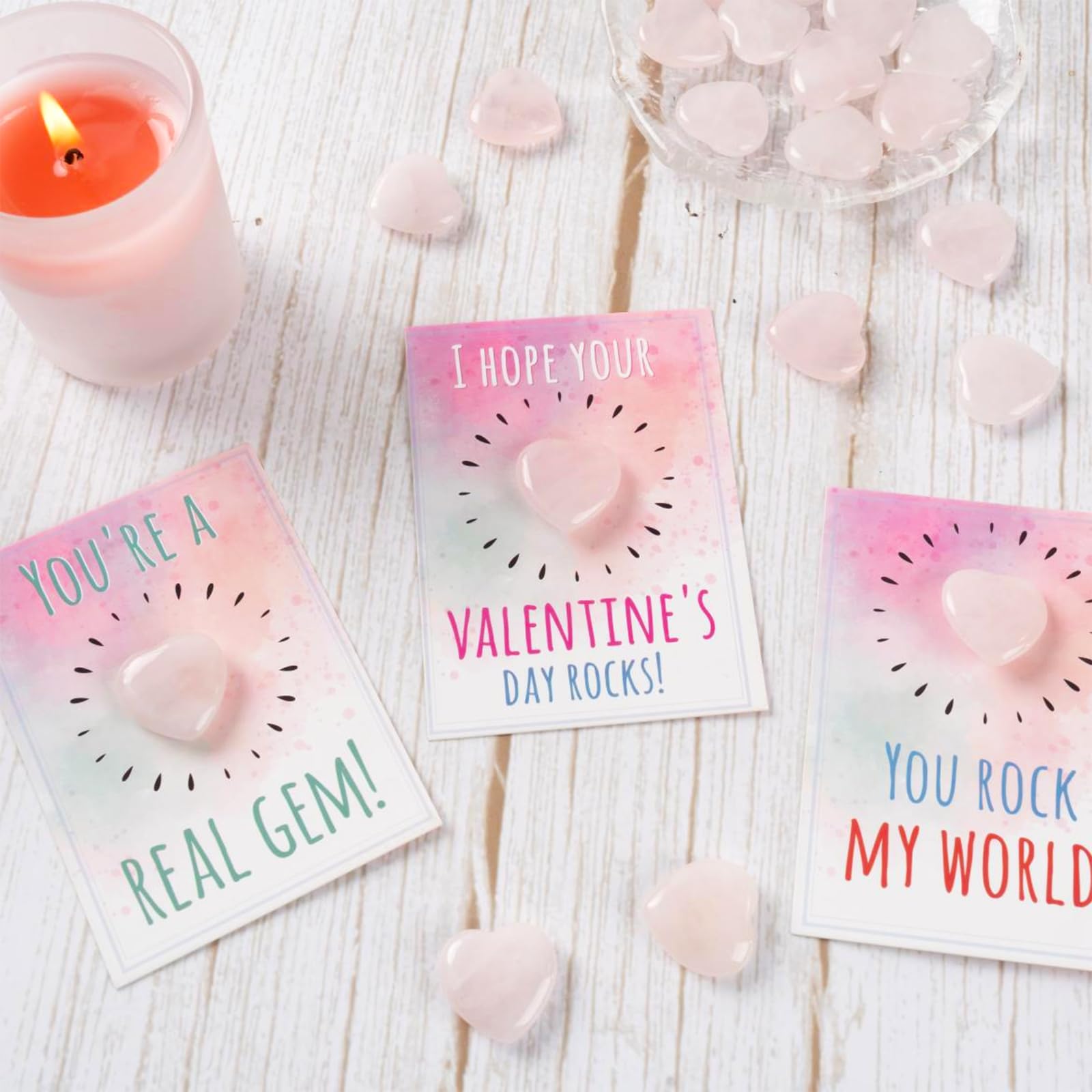 Kockuu classroom display ideas with heart stones and cards.