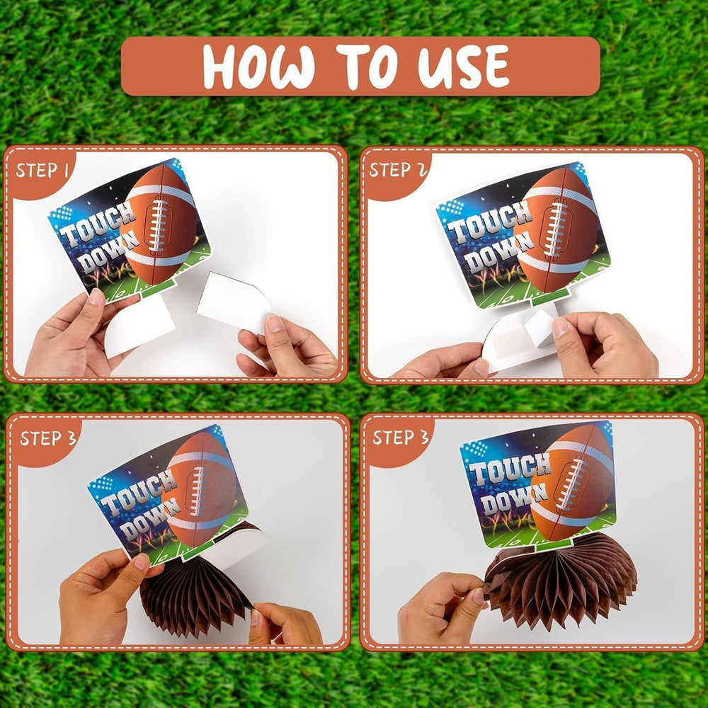 Kockuu double-sided football centerpiece for versatile party setups