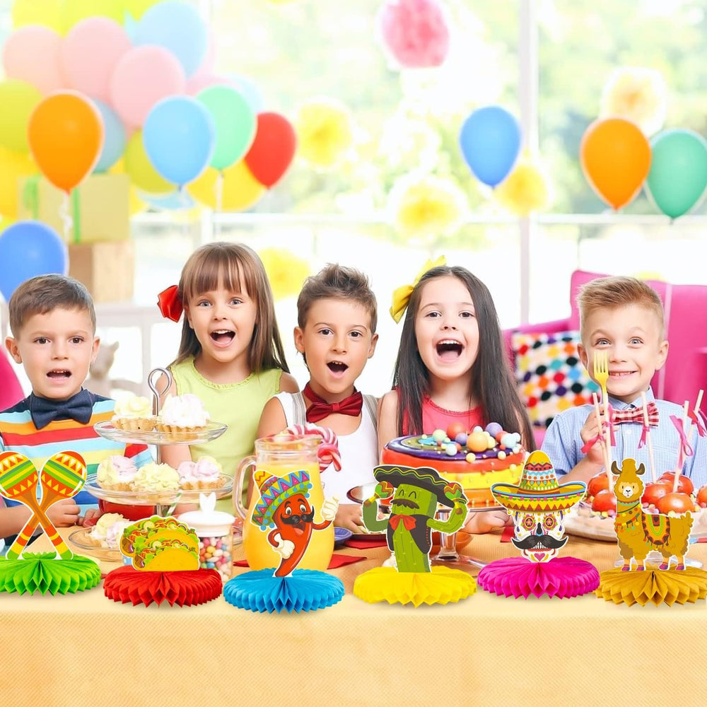 Kockuu fiesta honeycomb maraca centerpiece infuses party energy.