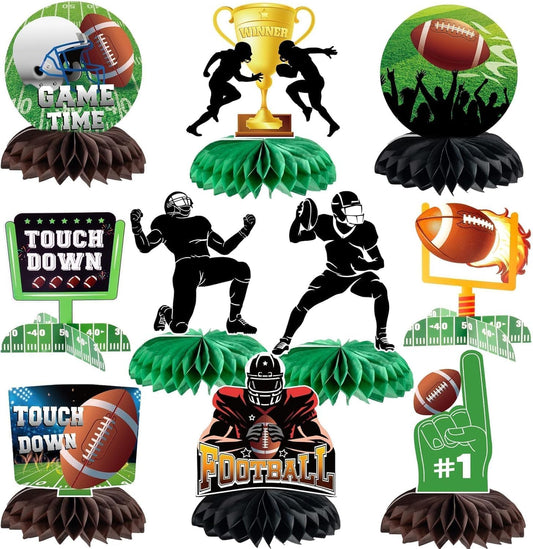 Kockuu football honeycomb centerpiece with vibrant, double-sided table decor for game night