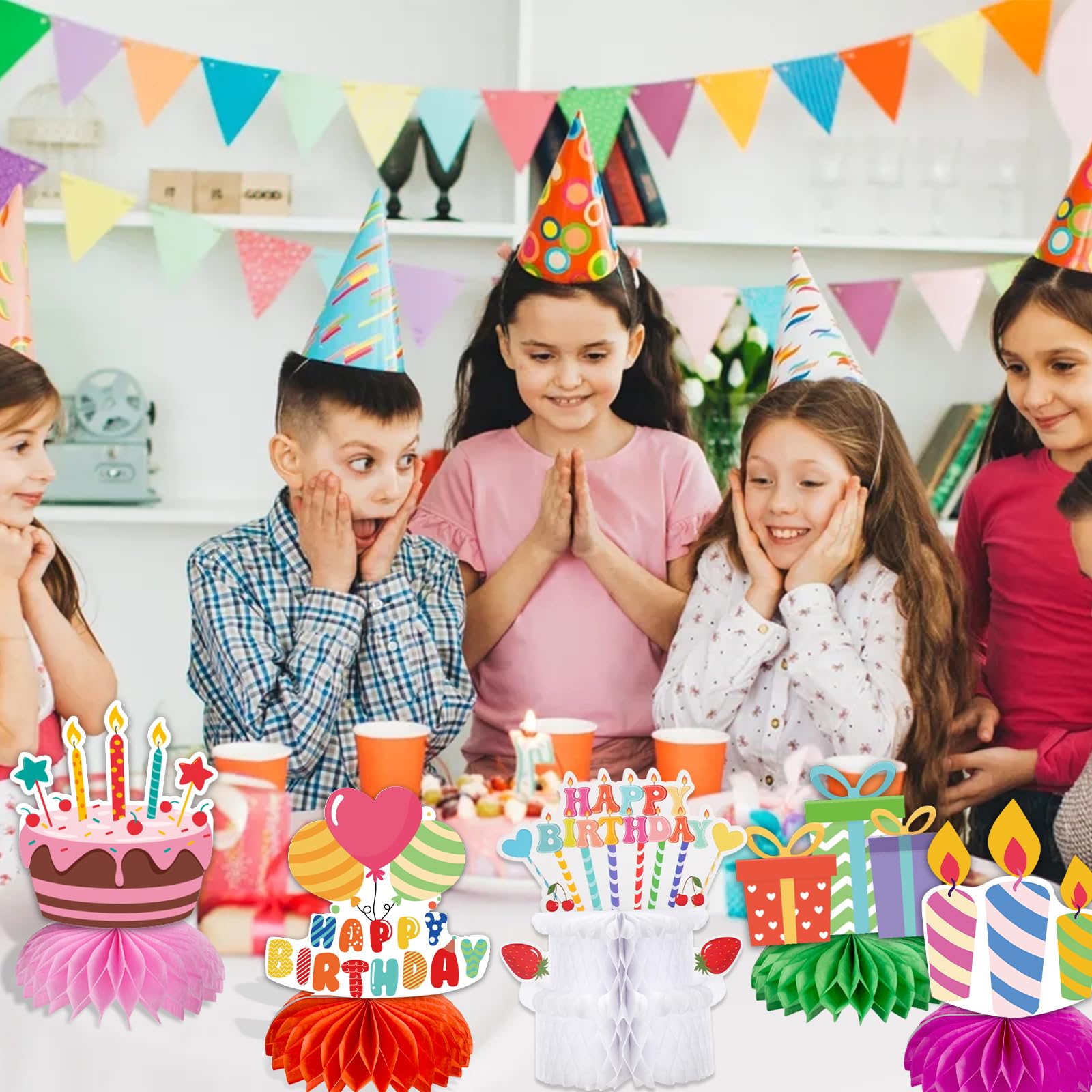 Kockuu balloons honeycomb centerpiece brightens kid-friendly party setup