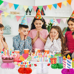 Kockuu balloons honeycomb centerpiece brightens kid-friendly party setup